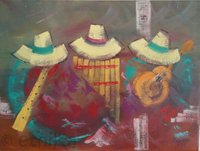 "Tres Peruanos", 40x30, Öl auf Leinwand