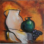 "Vasen mit Trauben", 30x30, Acryl auf Leinwand