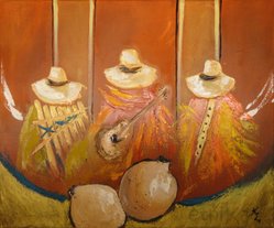 "Tres Músicos", 50x40, Öl auf Leinwand